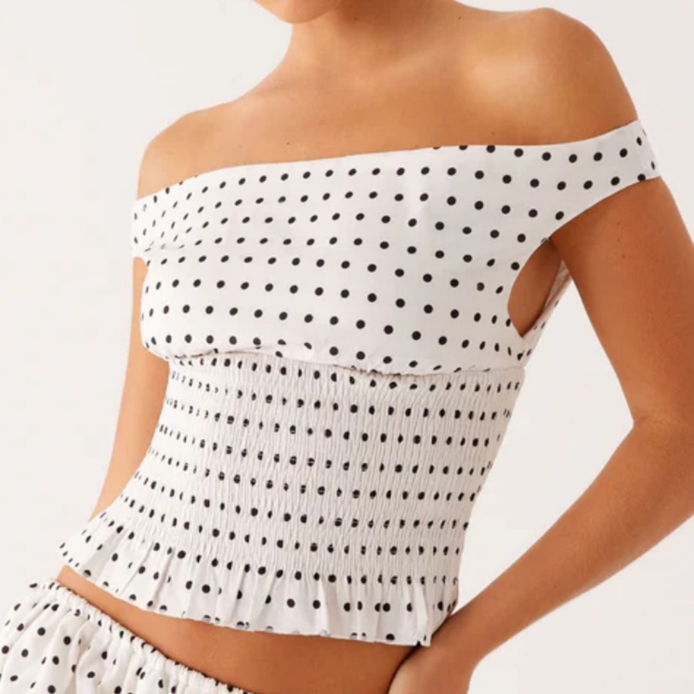 OffShoulder Polka Dot Top
